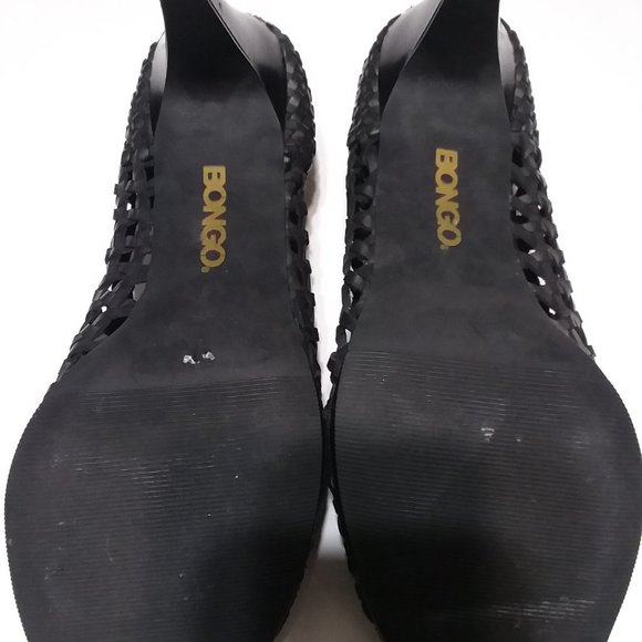 Bongo Breezy Black Woven Open Toe Heels 8.5M - Picture 5 of 5